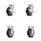 Service Caster 5 Inch Rubber on Aluminum Caster Set with Roller Bearings 2 Brakes 2 Rigid SCC SCC-30CS520-RAR-TLB-2-R520-2 - alternate 1